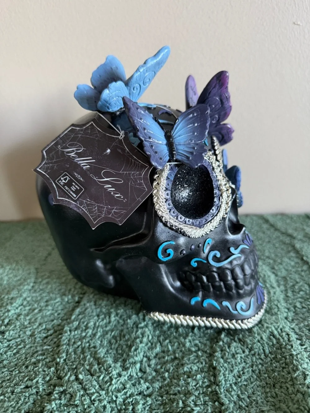 Bella Luxx Halloween Skull 💀 Black Purple & Blue Butterfly 🦋 So Pretty! NEW!